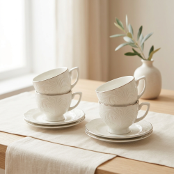 Tea Cup and Saucer Set - 6 Pcs